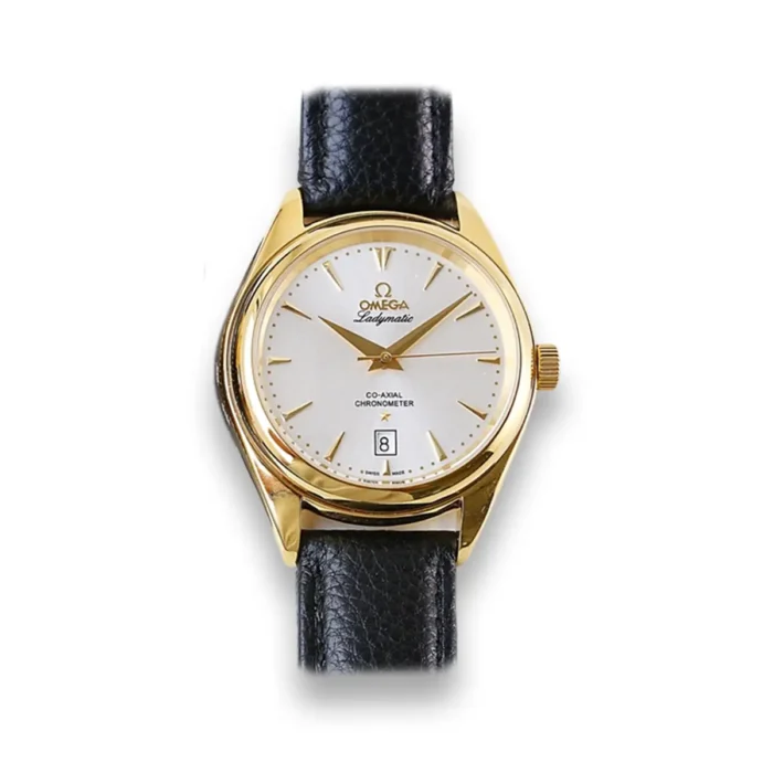 Omega Ladymatic yellow gold on leather strap