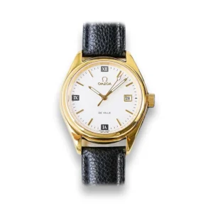 Omega Ladymatic yellow gold on leather strap