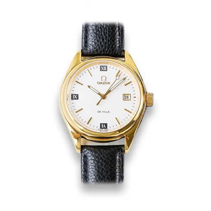 Omega Ladymatic yellow gold on leather strap